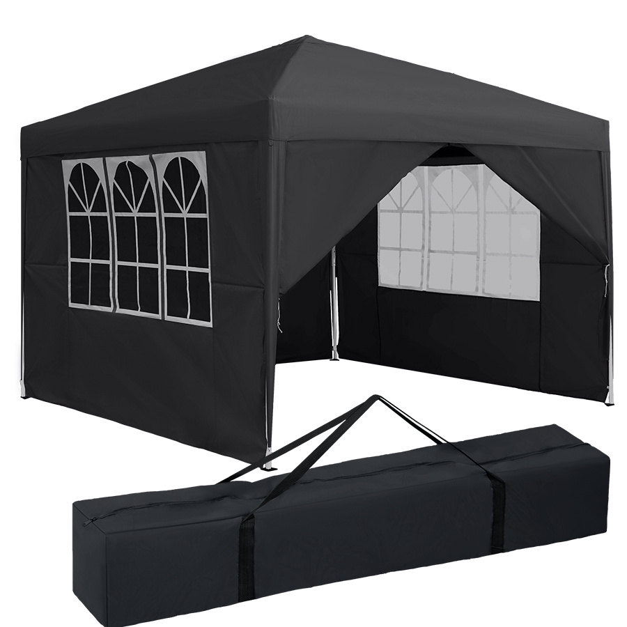 E-shop 3x3m Pop-Up Pavillonzelt mit 4 abnehmbaren Seitenwänden & Tragetasche - Sofort aufklappbare Markise für Garten, Terrasse, Party, Picknick,
