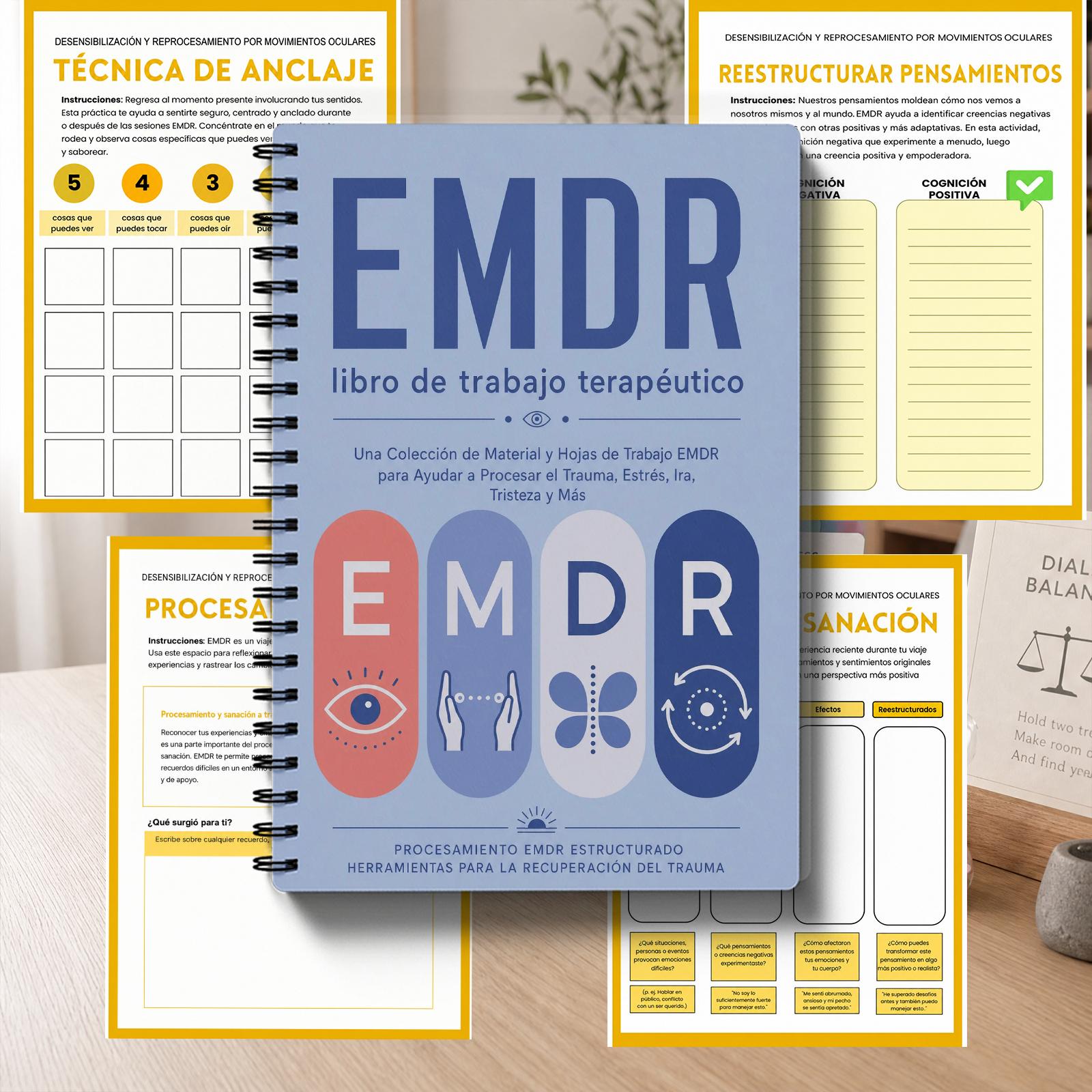 TEMU Versión en español del cuaderno de , cuaderno de desensibilización y procesamiento de movimientos oculares () para adultos, ejercicios escritos