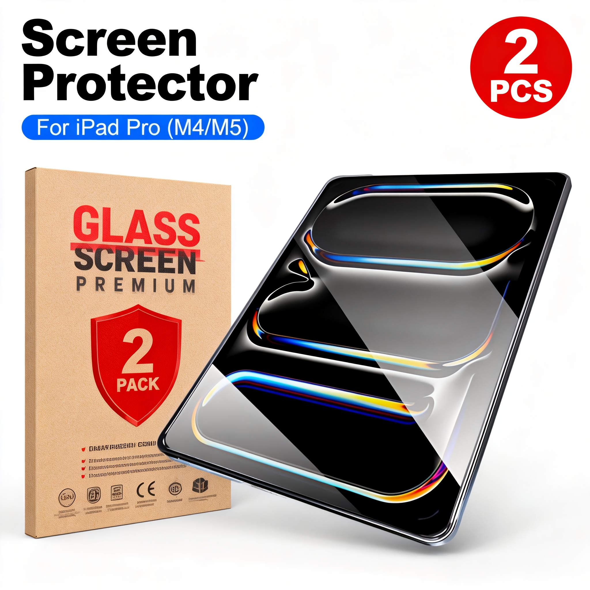 2pcs Screen Protector For Ipad Pro 11-inch M5 2025 & M4 2024, [compatible With Fa Id And Pencil] Anti-scratch 9h Hardness Tempered Glass Screen Protector
