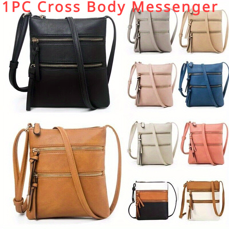 

Fashion 1pc Ladies Pu Leather Body Messenger Bag Women Zipper Shoulder Bags Handbags