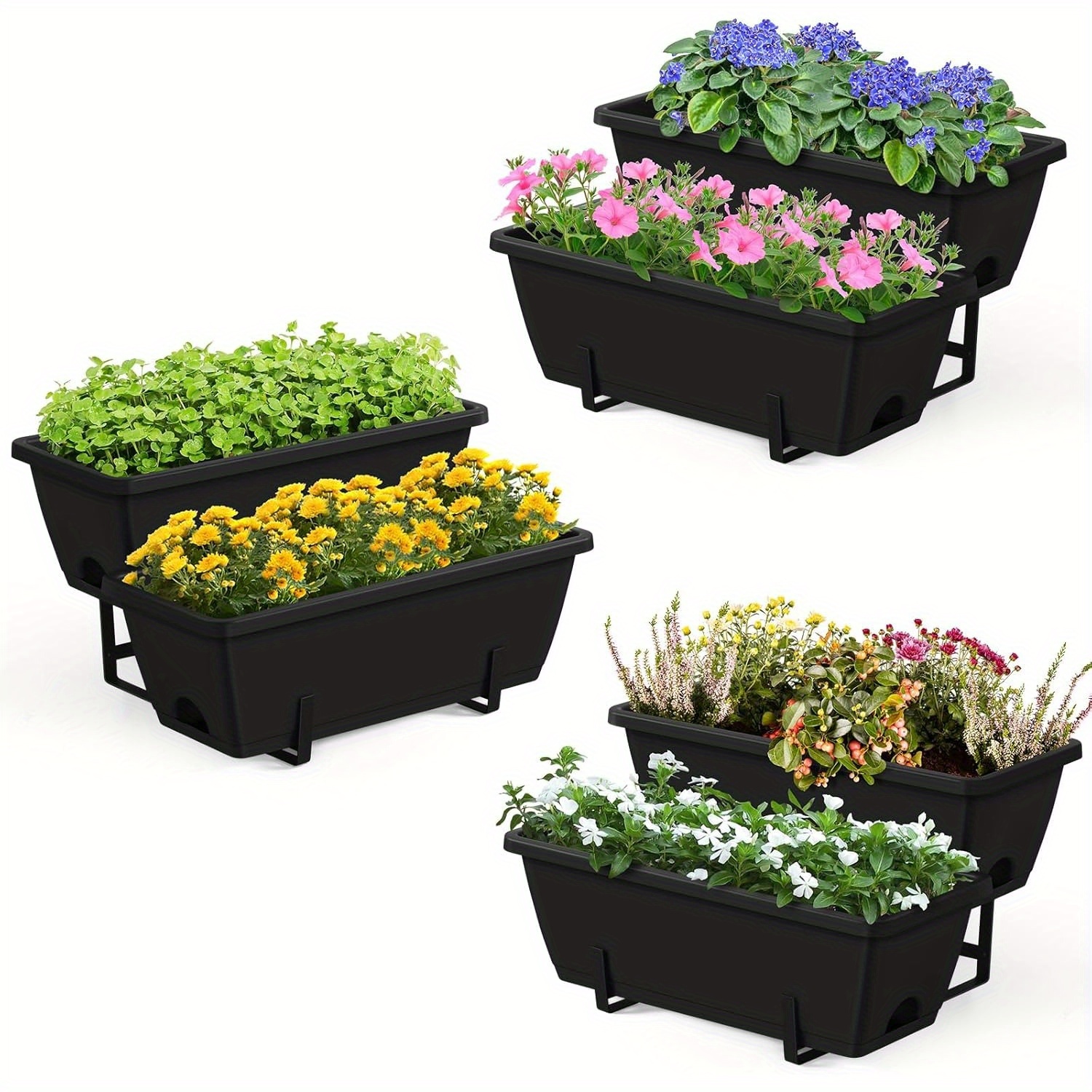 

2 Tier Garden Planters, 3 Pack Vertiacl Planter Bed With Legs Outdoor, Garden Planter For Plants Flowers Vegetables