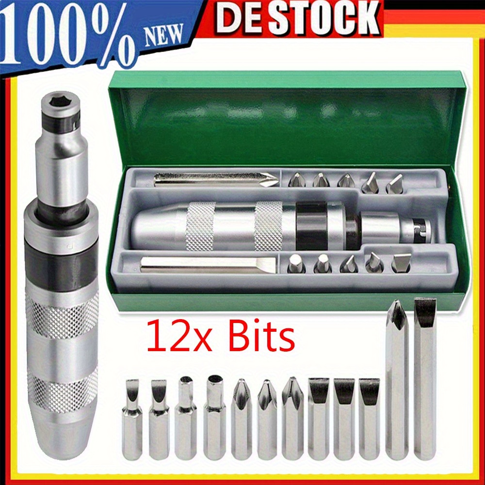 1set 1/ 2" Handheld Impact Screwdriver Slotted Phillips Hexagonal Disassembly/ Assembly Tool