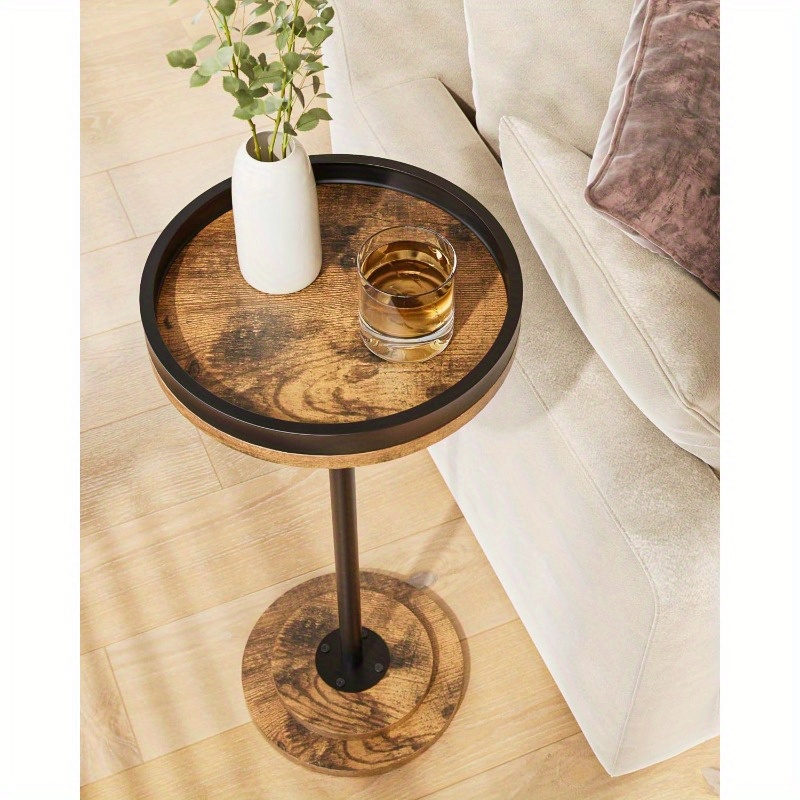 marisdale round end table with wooden top black metal frame