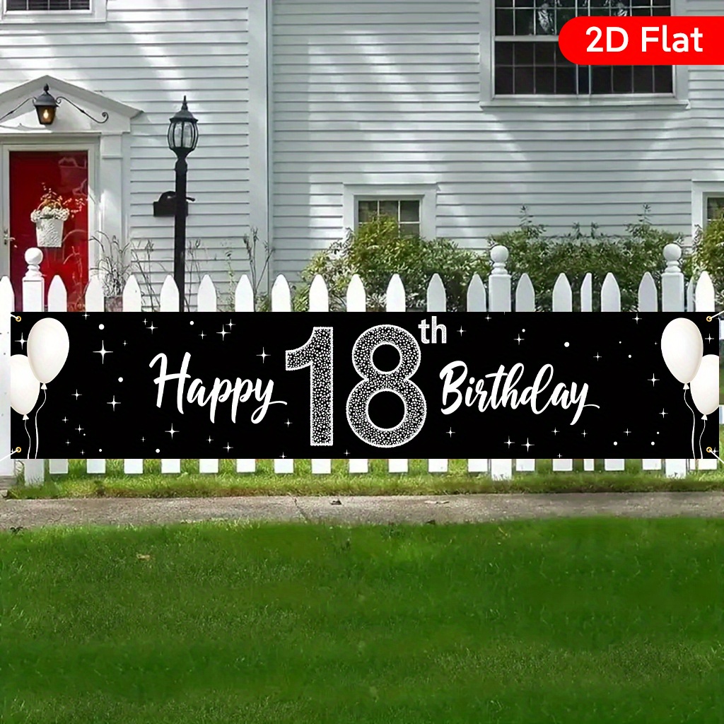 Image of 2d Flat - 2d Flat - A 2d Flat Banner For An 18th Birthday Celebration, Featuring A Beautiful Design For A Large Yard. Perfect For Birthday Parties And Anniversaries