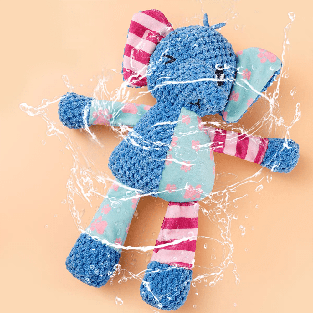Chew-Resistant Dog or Elephant Plush Toy with Squeaker