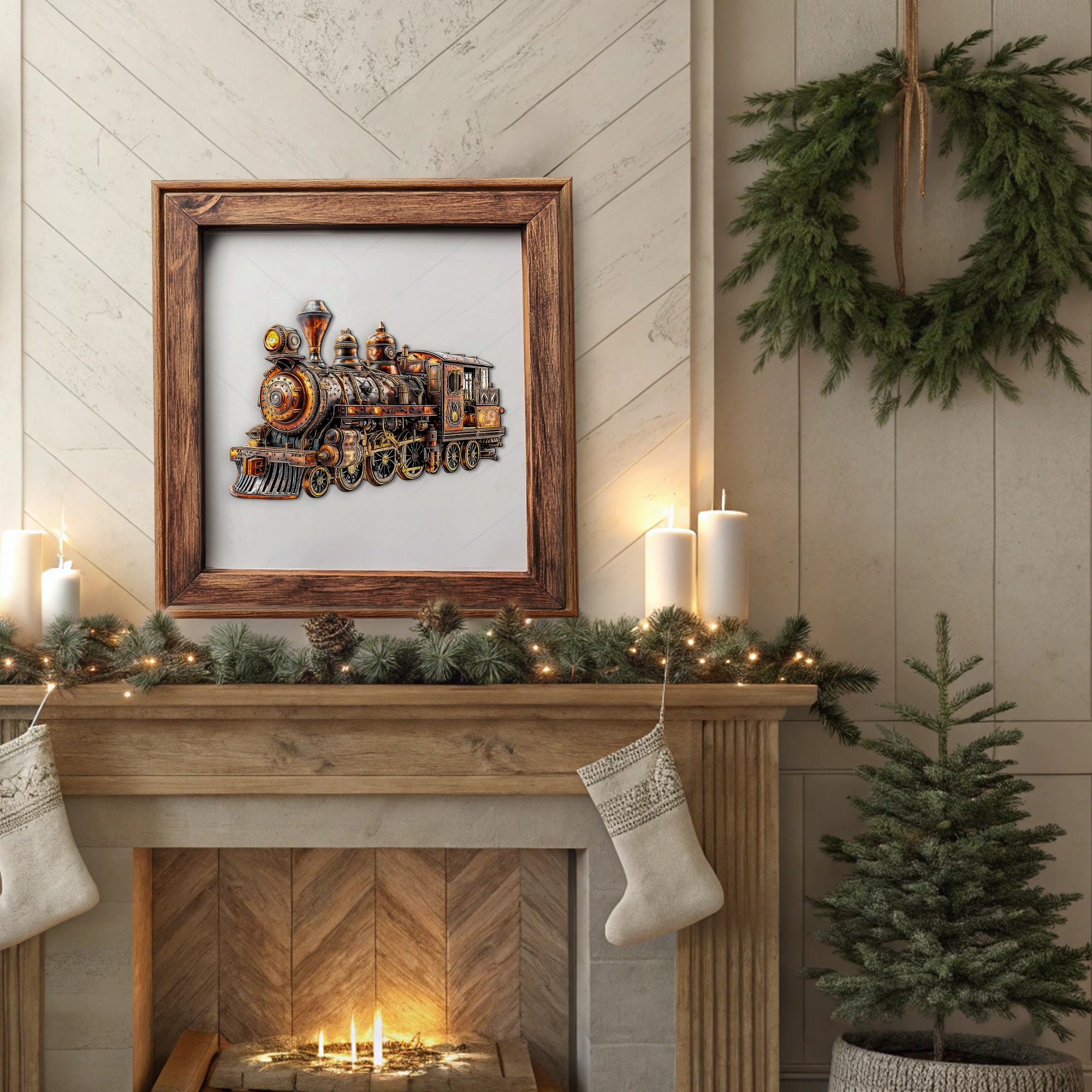 Steampunk Train Wooden Jigsaw Puzzle in Various Sizes