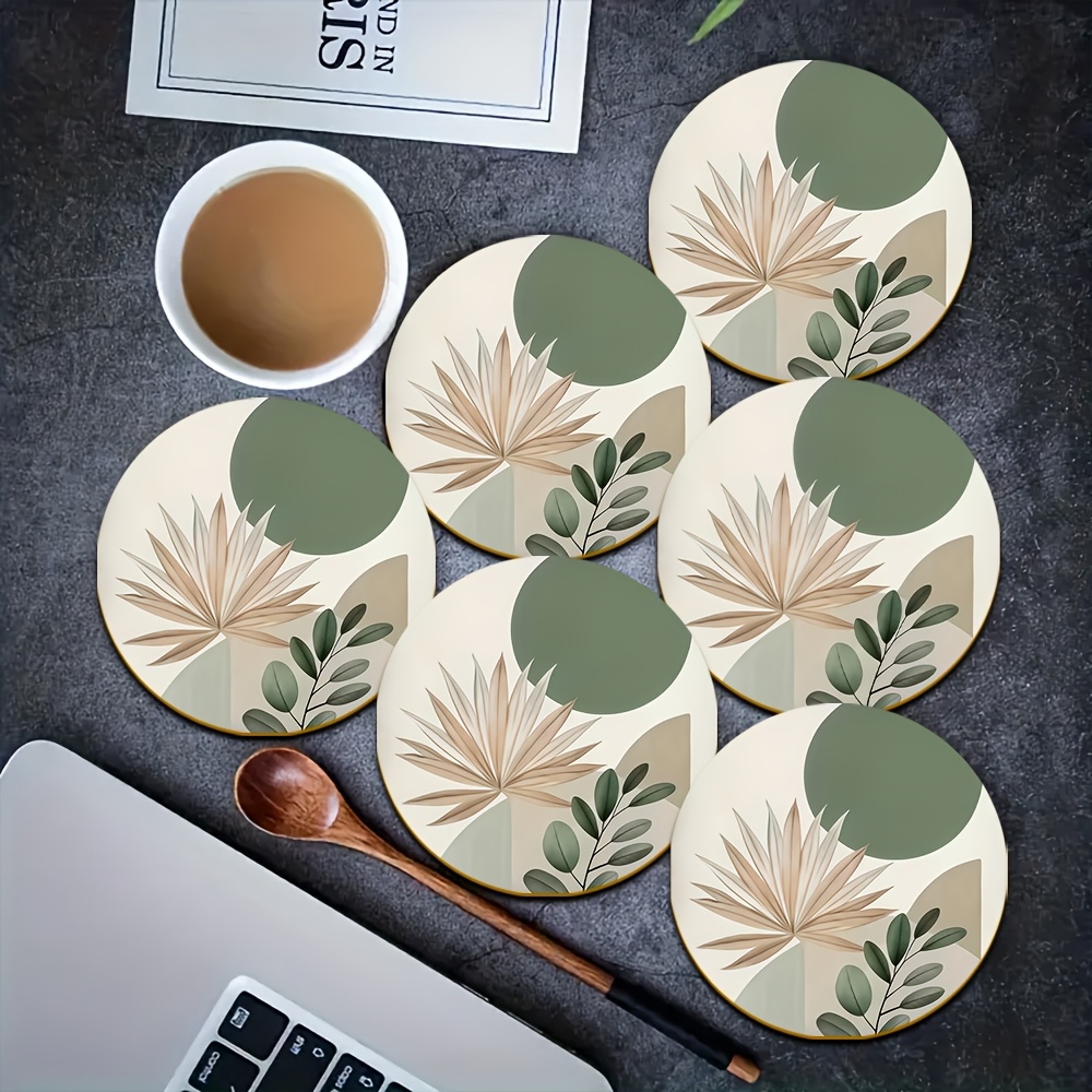 TEMU 6pcs Wooden Coaster Set, Wooden Cup And Coffee Mat, Easy , 3.94x3.94 Inches, Suitable For Kitchen, Home And Tableware, Coffee Table Decoration,