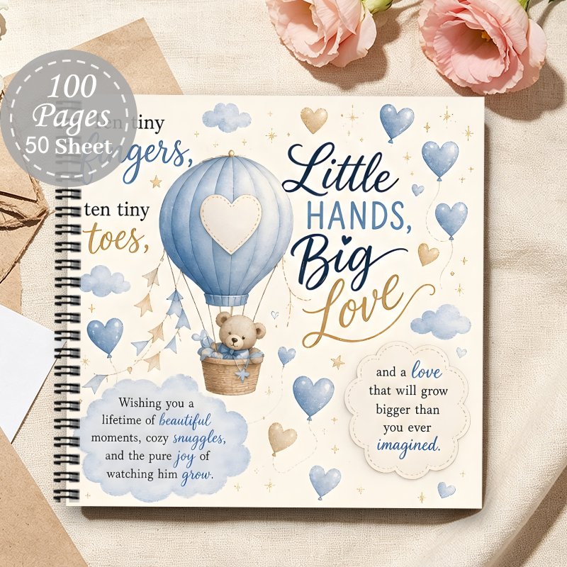 TEMU 1pc Aesthetics Baby Spiral Notebook Travel Journal,family Memories Blank Guestbookwitness Gift For Newborn Shower Party Personal Organizer With