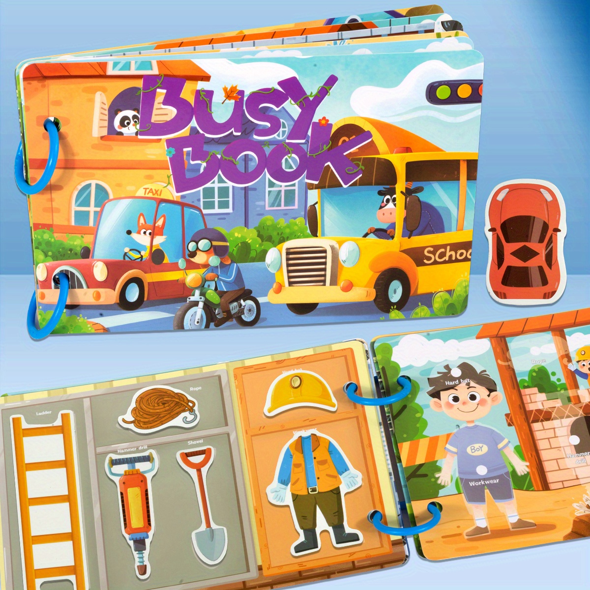 Kids' Quiet Busy Bus Sticker Puzzle Toy Book