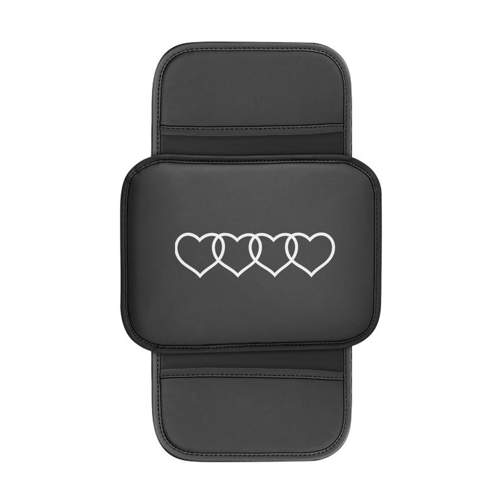 TEMU 1pc Car Armrest Pad, Dual Side Pockets Multi-functional Storage, Faux Leather Durable And Comfortable, 4 Easy Heart Decorations, Unisex Increases In-car Storage Space