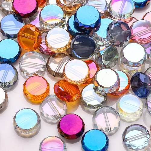 2d flat 100pcs of 8mm large smooth flat iridescent glass beads for jewelry making including necklaces bracelets earrings and other craft additions
