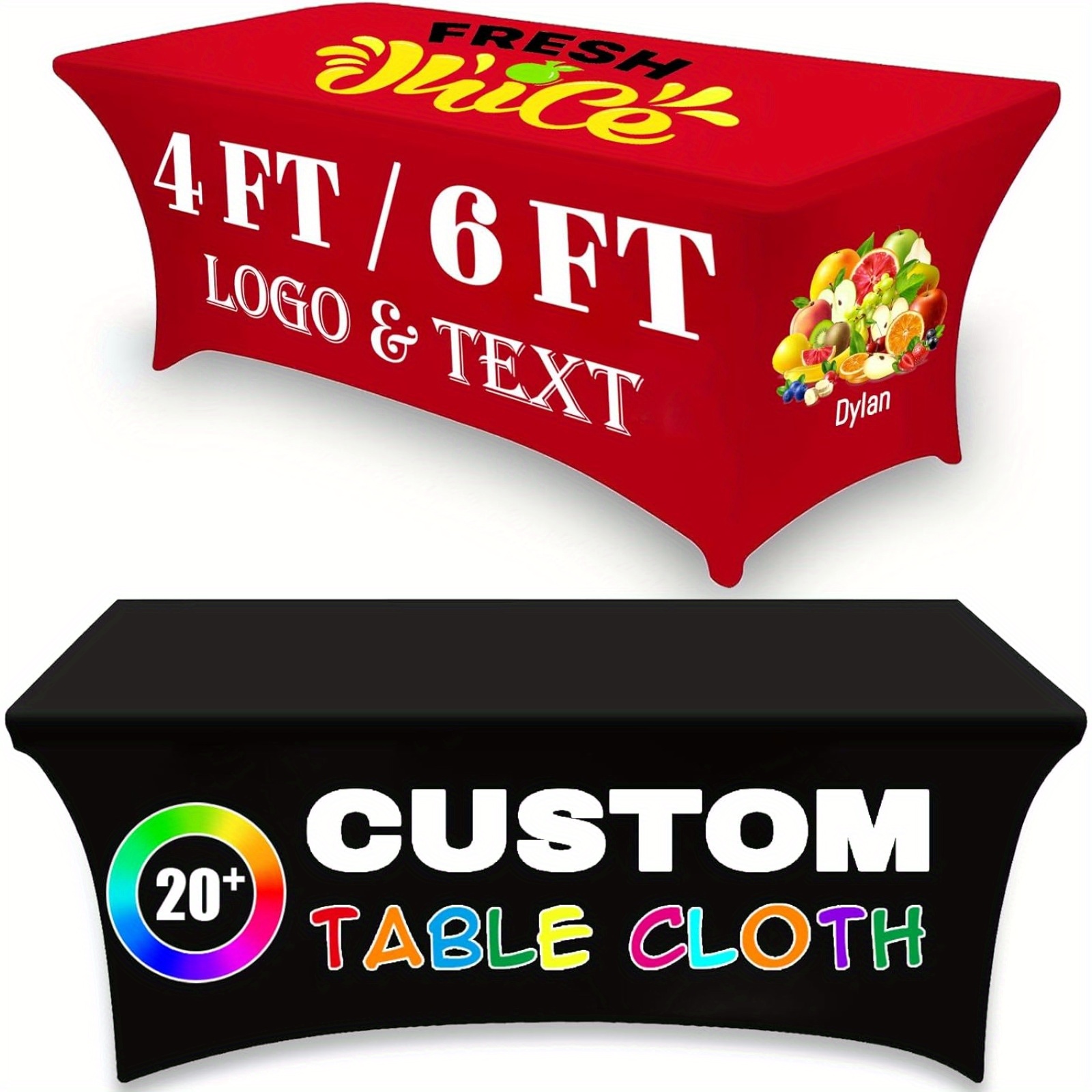 TEMU Custom Personalized Table Cloth With Business Logo Custom Tablecloth Customized Logo Table Cover Runner For Business Tradeshow Events Birthday