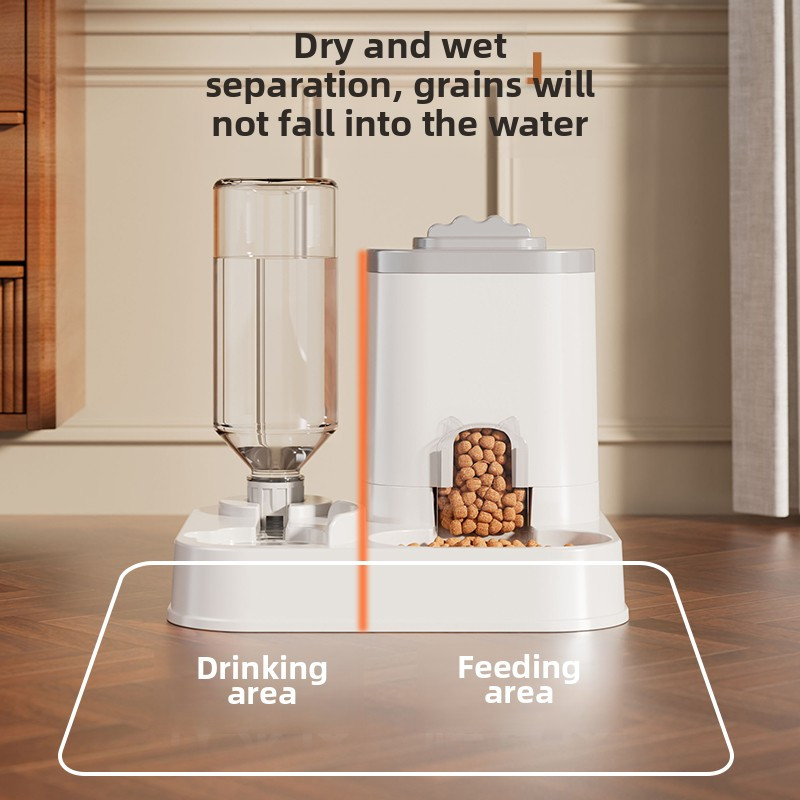 automatic   water dispenser with integrated food basin 1 10l capacity no batteries needed modern   for   hydration durable pet hydration solution automatic pet feeder sleek pet accessory sturdy construction 7