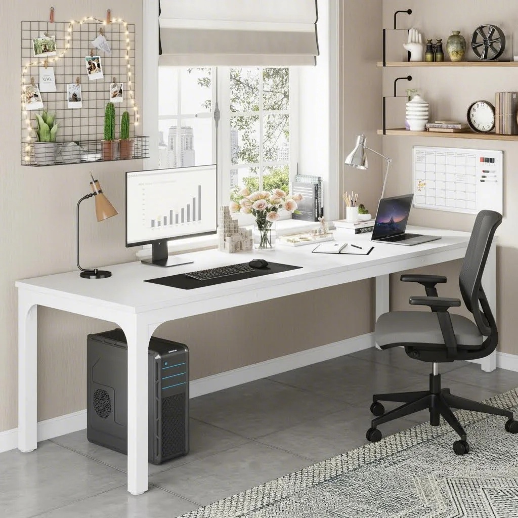 78-inch Desk, Spacious Rectangular Writing Table Suitable For 6-8 Individuals In A Home Office (includes Table)