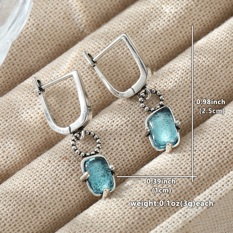 Cool Long Earrings with Blue Claw Inlay Craftsmanship, Versatile Style