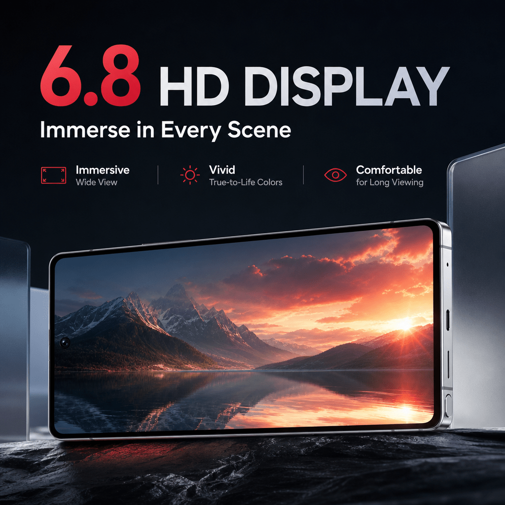 6 8 inch   screen unlocked   phone 4 64gb   support facial recognition   screen protector earphones daily use Product details 1