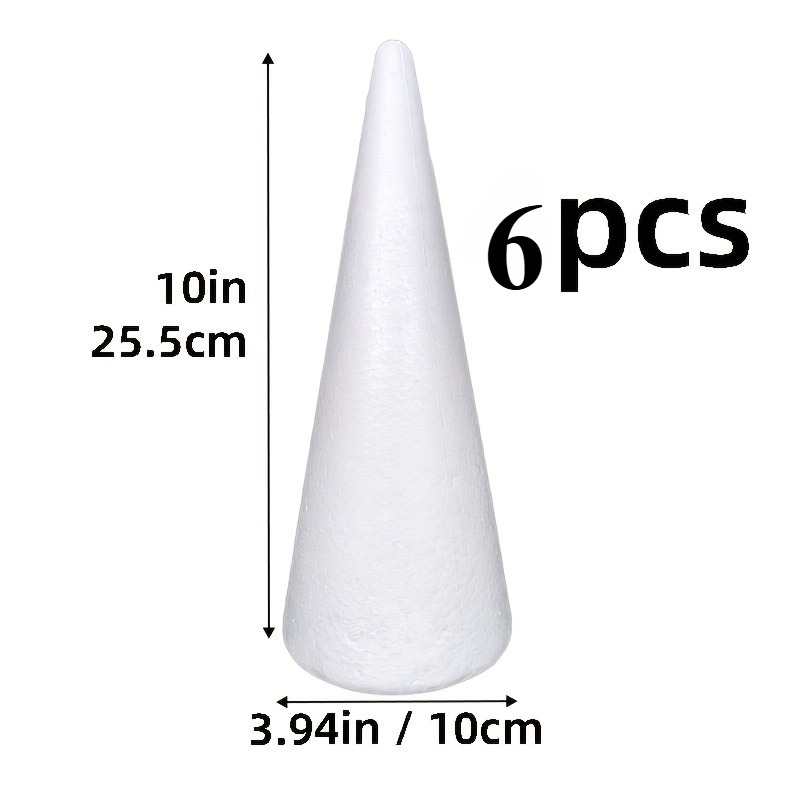 TEMU 6pcs Christmas Foam Cones, Sturdy And Pressure-resistant Safe Polystyrene Cones, Suitable For Students' Group Castle Building And College