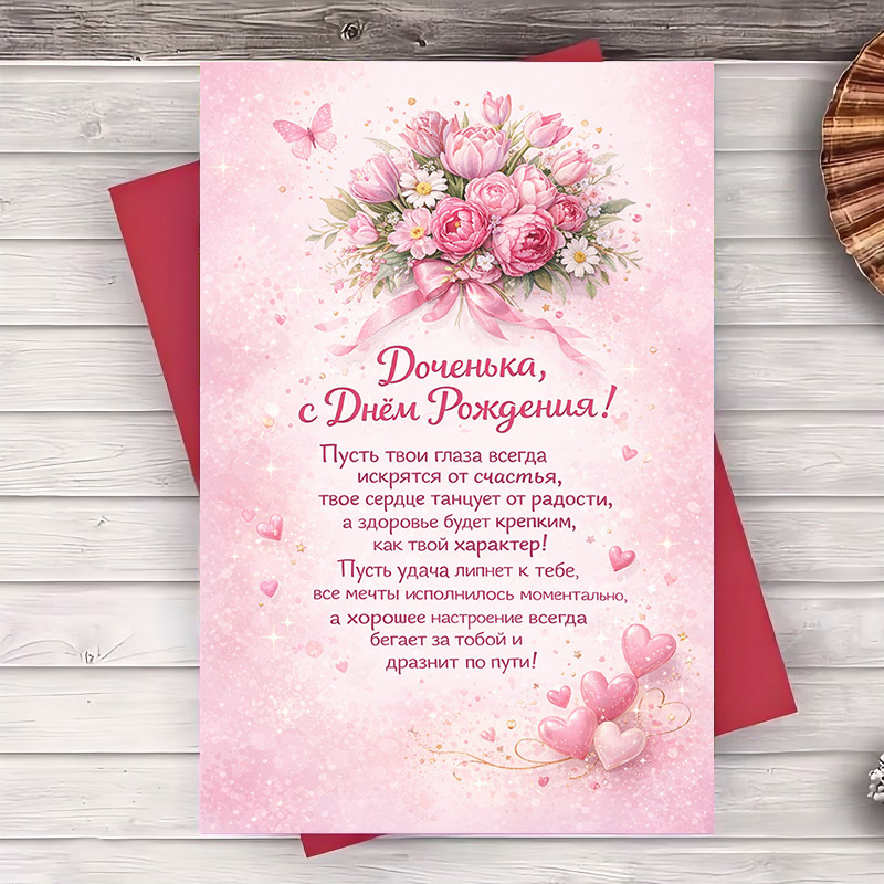 2pcs (one Envelope And 1 Greeting Card)beautiful Floral Birthday Greeting Card Perfect For Expressing To On Their Ideal For And Romantic Partnersgreeting Card