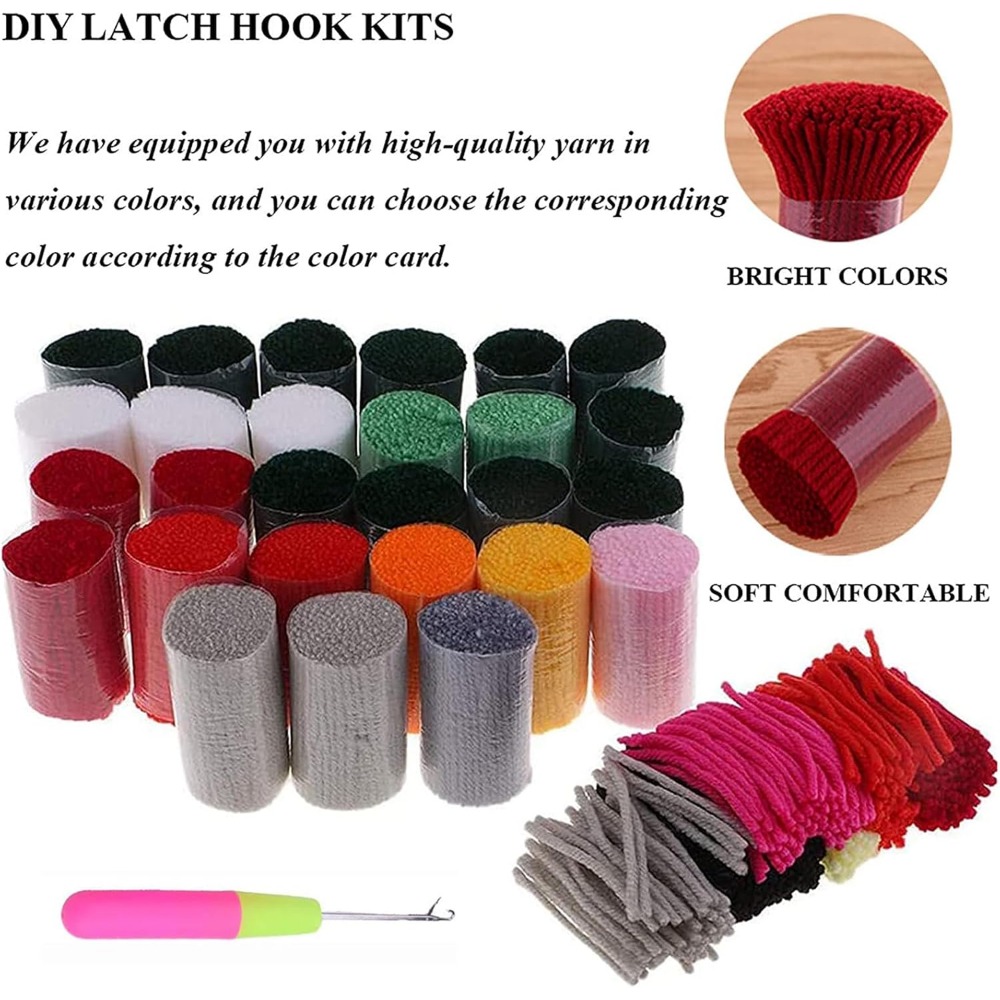 DIY Latch Hook Pillow Kit with Flower Easter Eggs