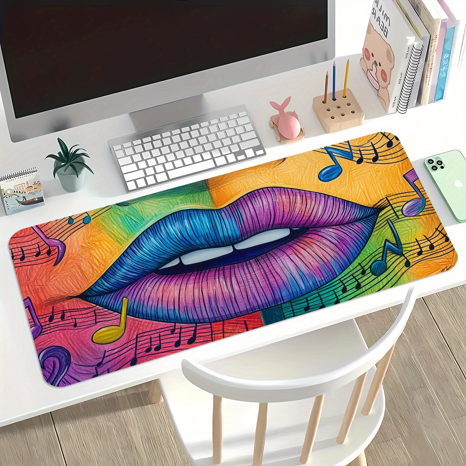 Mouse Pad Desk Mat With Lip Pink Desk Accessories XL Solid Color