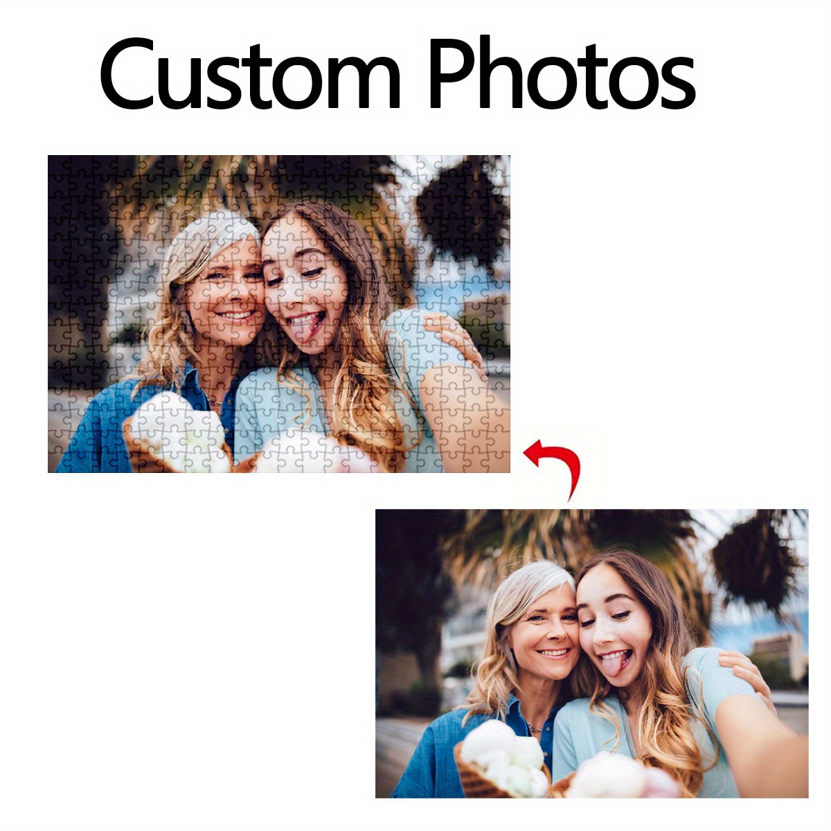 500/1000片照片个性化拼图 - diy大尺寸，带有您自己的照片/文字/标志 - 个性化记忆纪念礼物，适用于婚礼、生日、圣诞节、家庭等 - 大型团体批量折扣（500/1000片） 商品详情 1