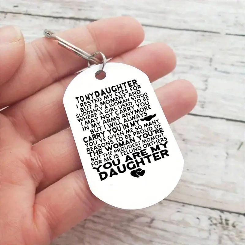 daughter keychain mom dad engraved message Temu United Kingdom