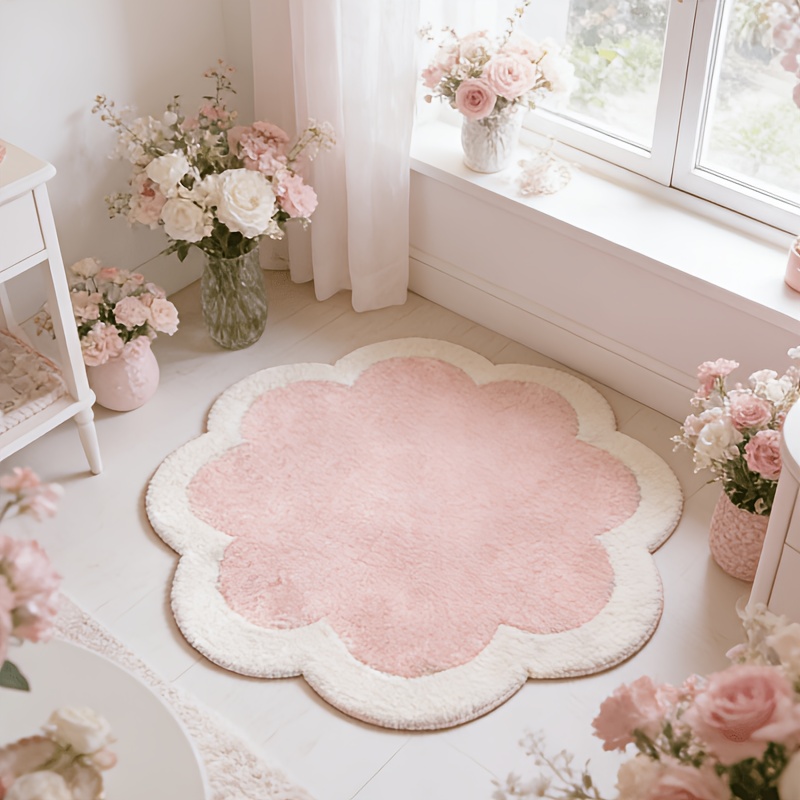 TEMU 1 pièce Tapis plat 2D irrégulier à motif de style crème, Tapis décoratif, Découpé à avec une d'erreur de 1 à 5 cm, Décoration de chambre, Petit