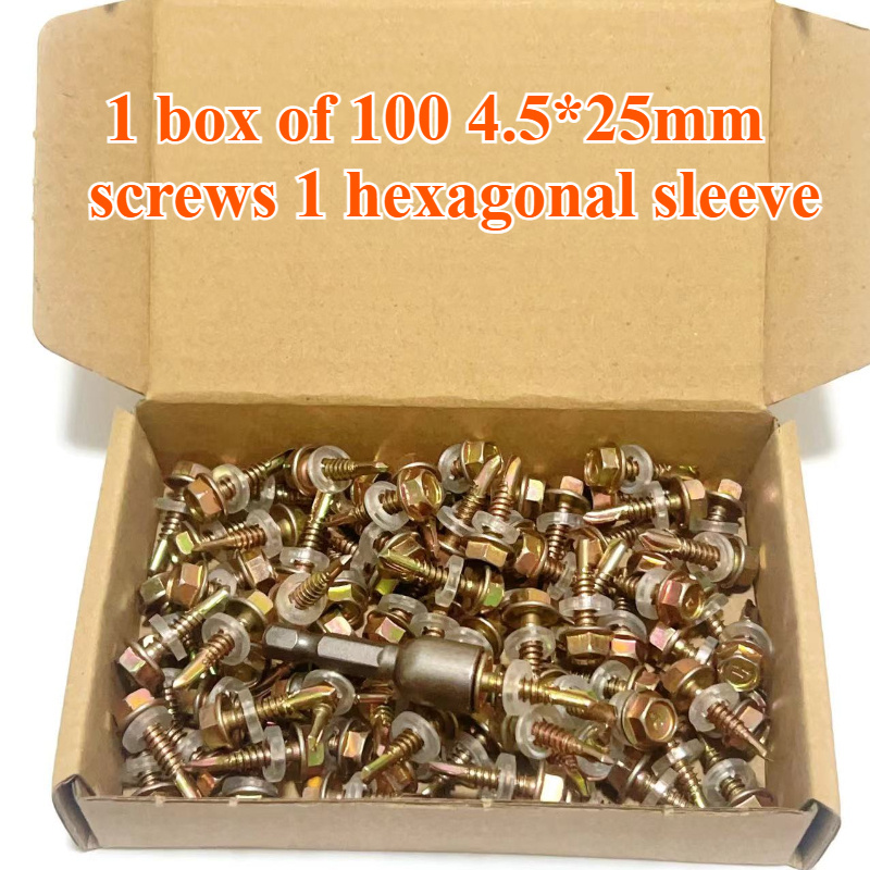 Image of Of 101pcs Hex Screw Set With Hex Drive, Multiple Sizes 19mm / 25mm Hex Head -plated Screws, Suitable For Furniture Repair, Machinery Maintenance, Etc. Hex Screw Set