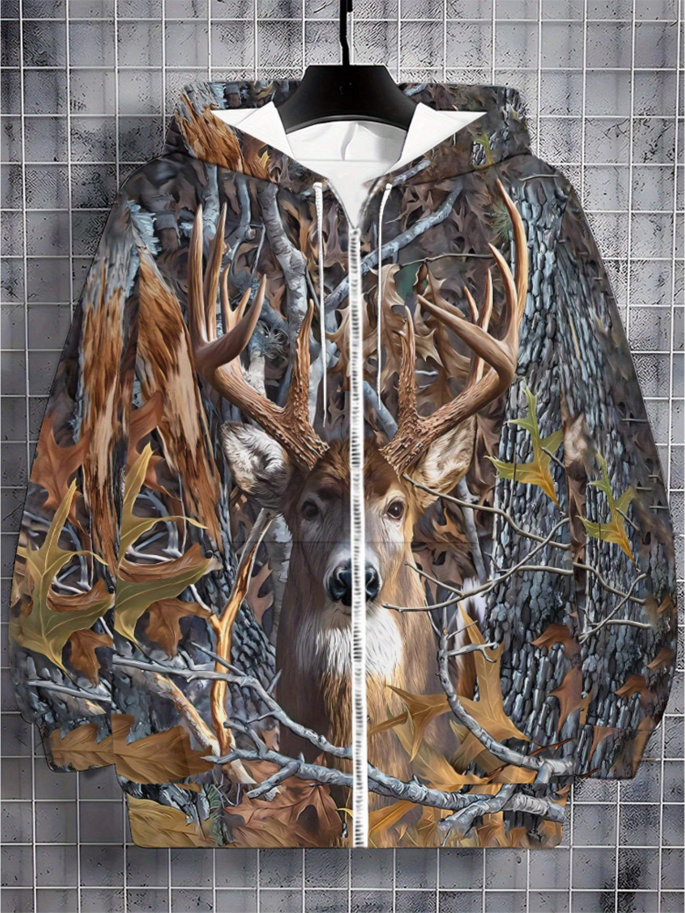 mens deer print camo hoodie lightweight polyester hunting Temu