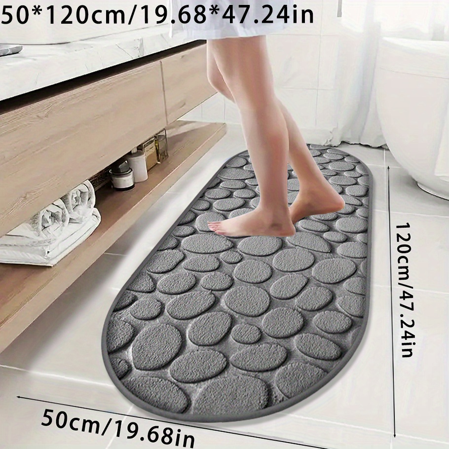 Image of Oval Super Absorbent Bath Mat, Non-slip Shower Rug With Ultra Soft Comfortable For Bathtub And Walking In - Ideal Holiday Gift, 520pcs, Valentines Decoration For Home