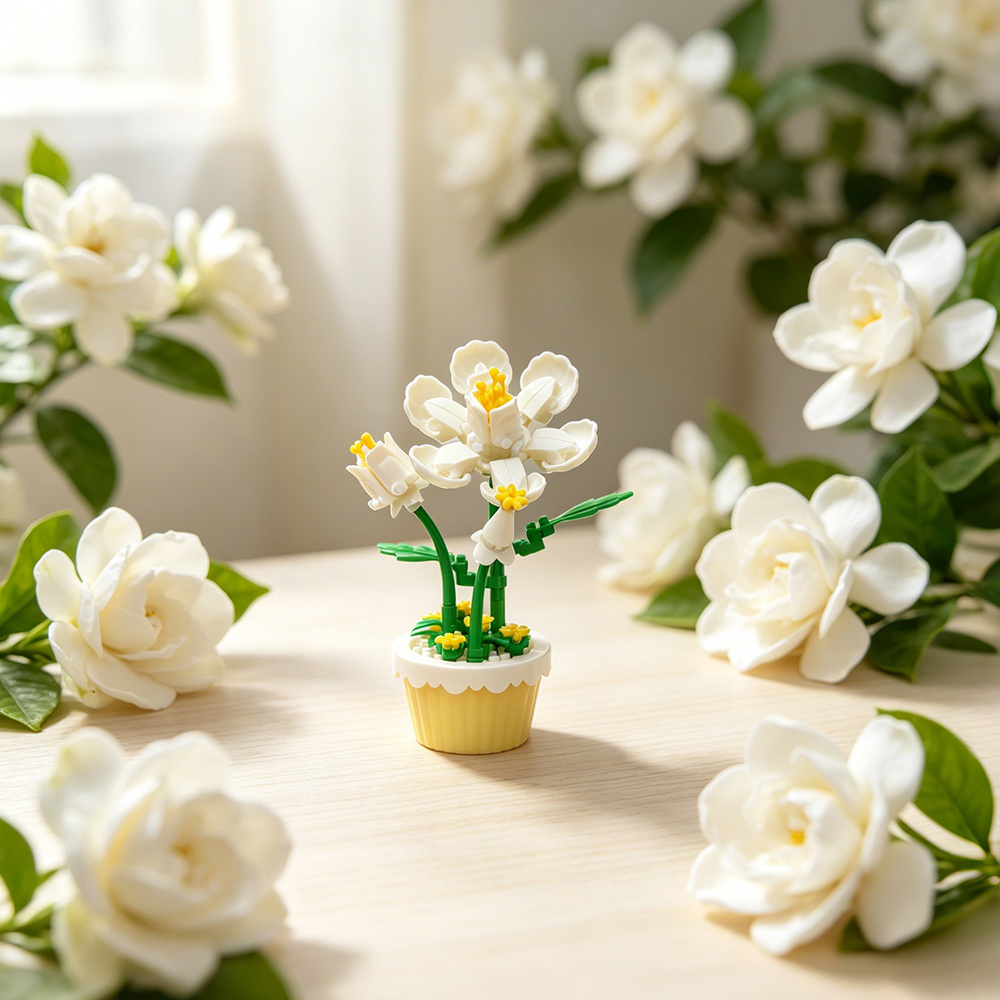 Gardenia Flower Building Block Set