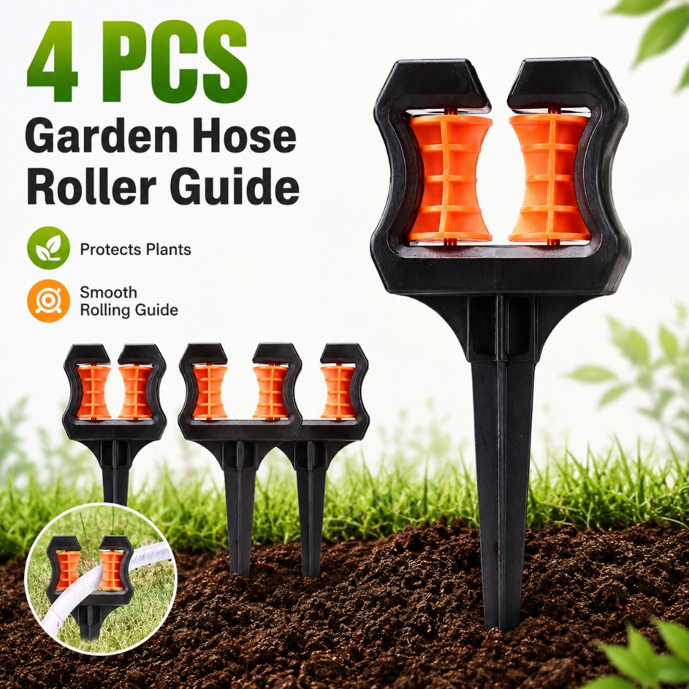 4pcs Garden Hose Roller Guide Stakes, Outdoor Water Hose Guide With Ground Spikes, Garden Hose Protector For Lawn, Yard, Flower Bed & Patio Irrigation