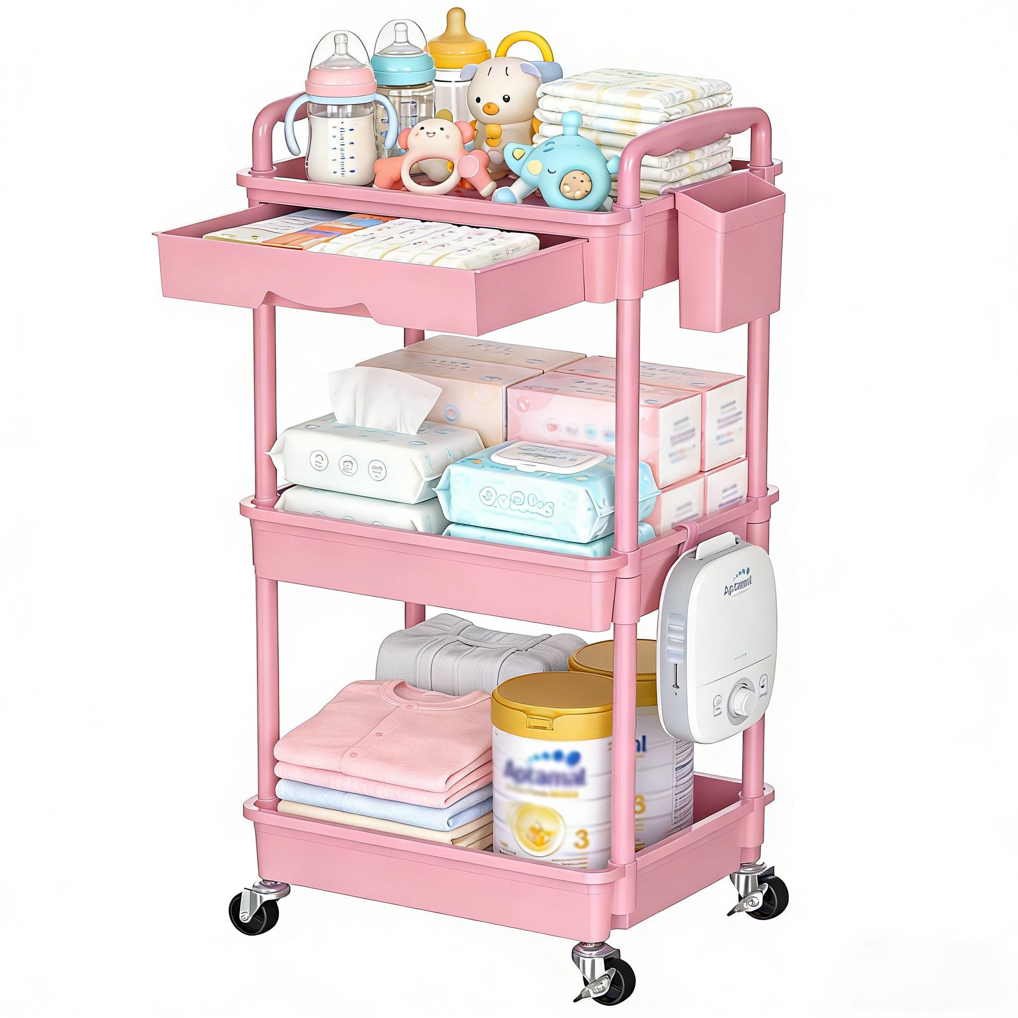 3/4-Tier Storage Cart for Nursery - Space-Saving Organizer on Wheels, Perfect Storage Solution, Sturdy Design with Smooth Wheels, Ideal for Room Decor - Colorful And Practical Furniture