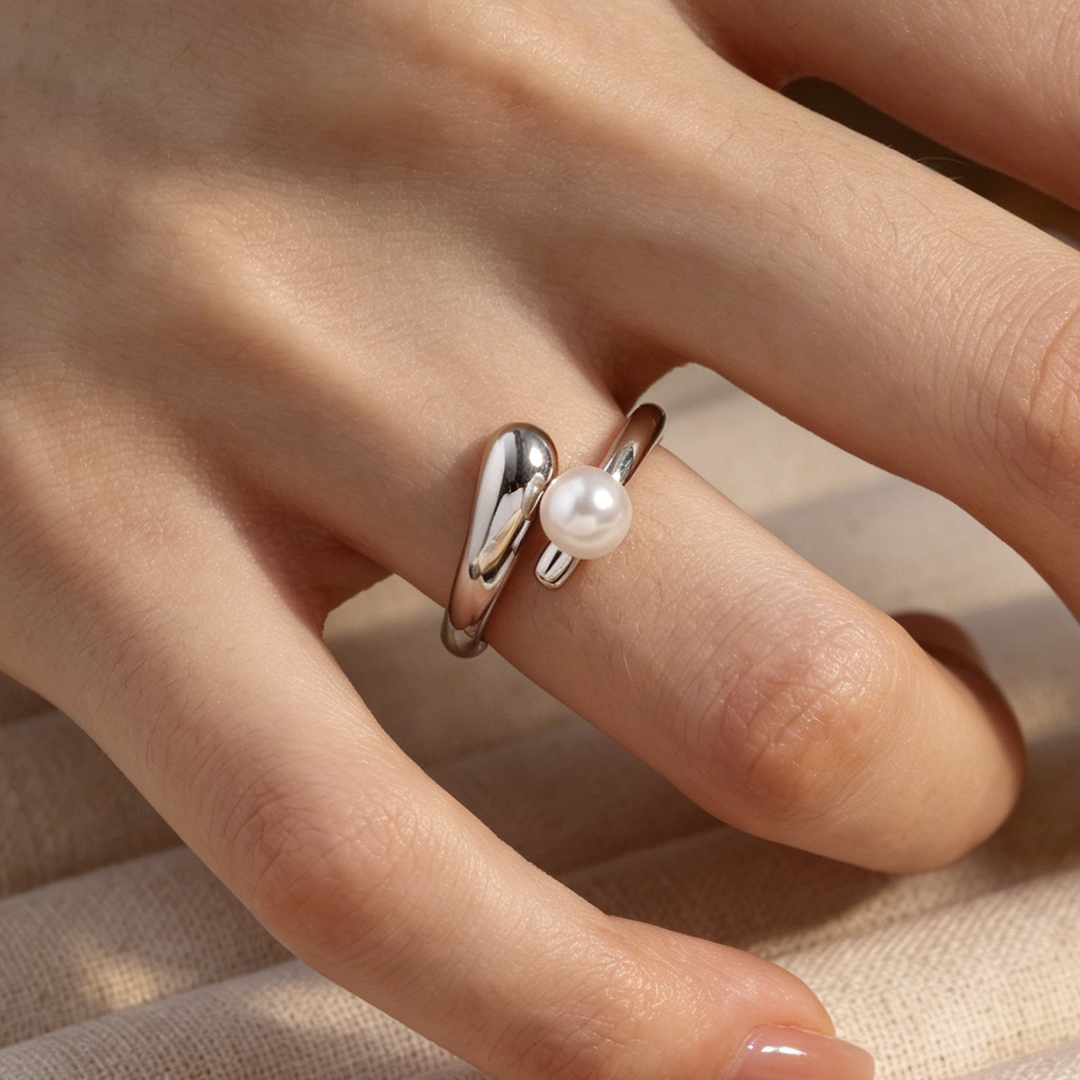 French Elegant Irregular Twisted Open Ring, Light Luxury Gift