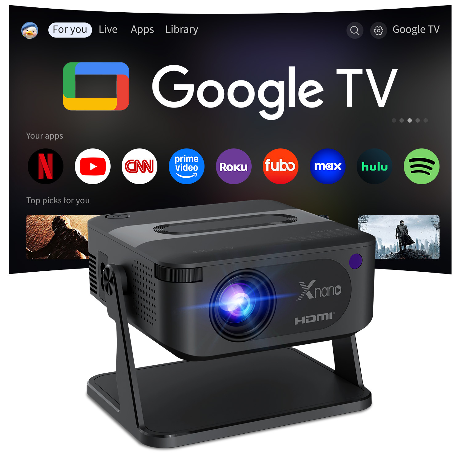 E-shop Kompakter Heimkino-Projektor mit 4K-Kompatibilität, lokaler 720P-Auflösung, Sprachaktivierung und automatischer Trapezkorrektur, ideal für
