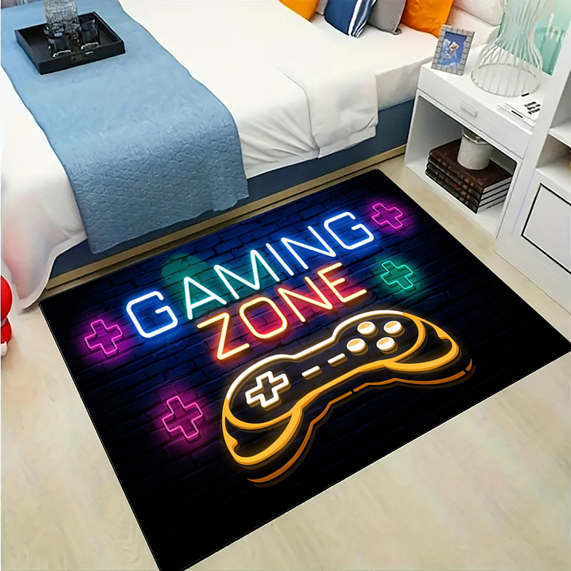 TEMU Gaming Console Carpet, Decorative Rug, Made Of Fleece Material, Non-slip, Soft And Comfortable, Easy To Clean, Machine Washable, Rectangular