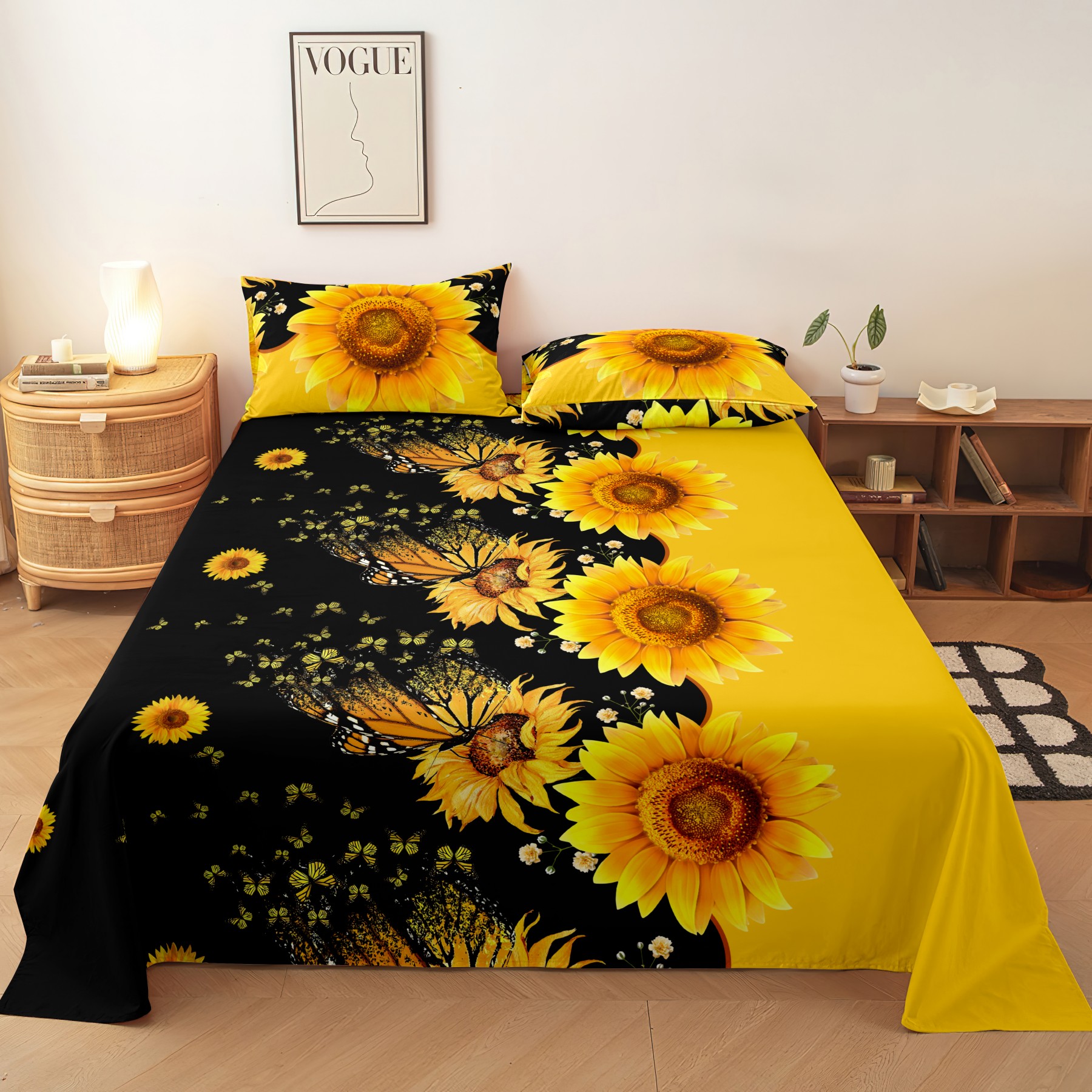 TEMU Juego de sábanas de 3 piezas con estampado de , ropa de cama estampada de moda, clásica, y cómoda, universal para todas , adecuada para