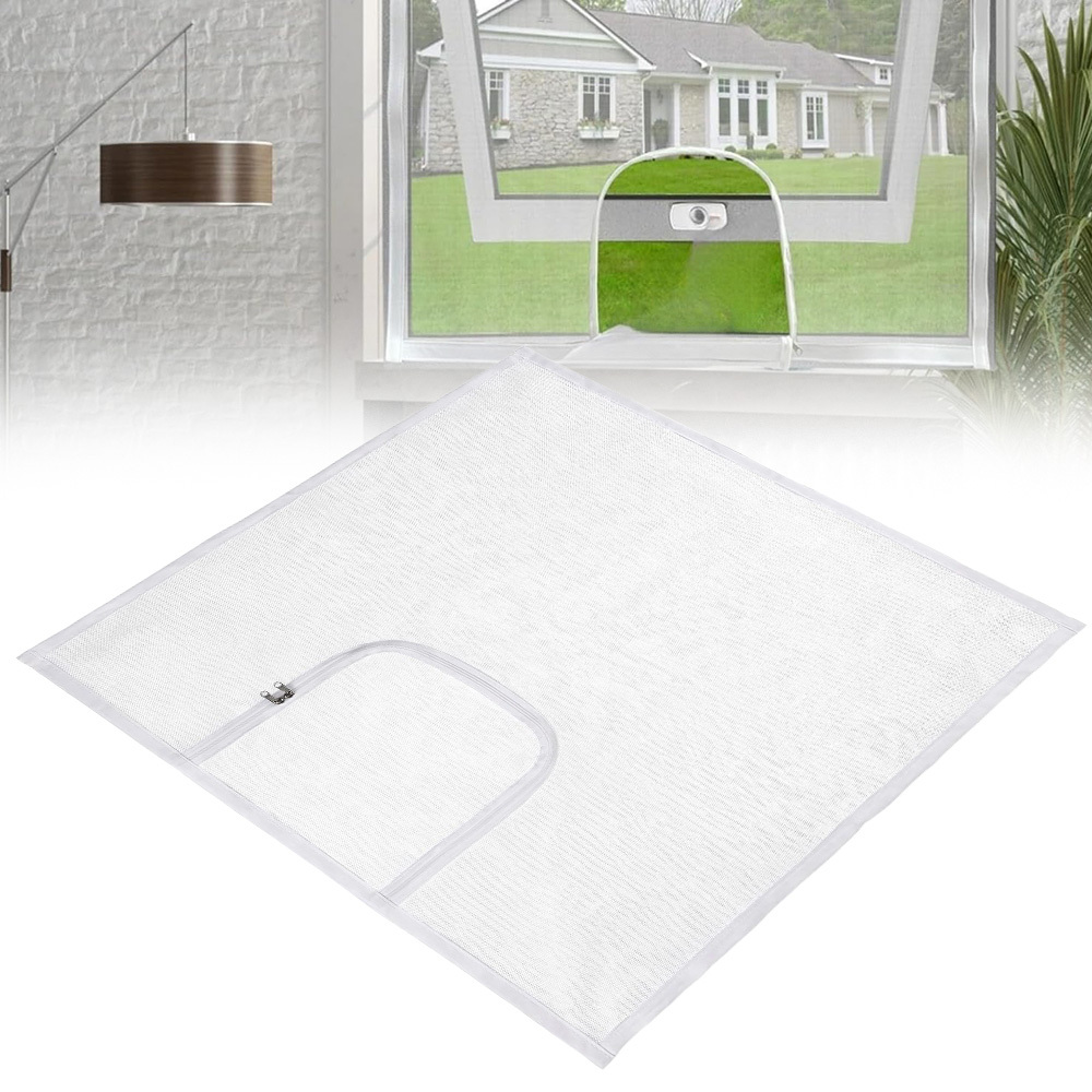 Image of 1 Set Adjustable Window Screen With Removable Zipper Suitable For Home Use, Door/fenestration Coverage, Fiberglass Mesh For Against Flies & Mosquitoes, Install For Sliding Doors