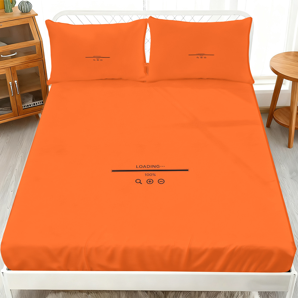 TEMU 3pcs Solid Orange Fitted Sheet 3pcs Set (1*fitted Sheet 2*pillowcases, ), Minimalist Theme, Modern Bedding, Mattress Protector Soft, Breathable,