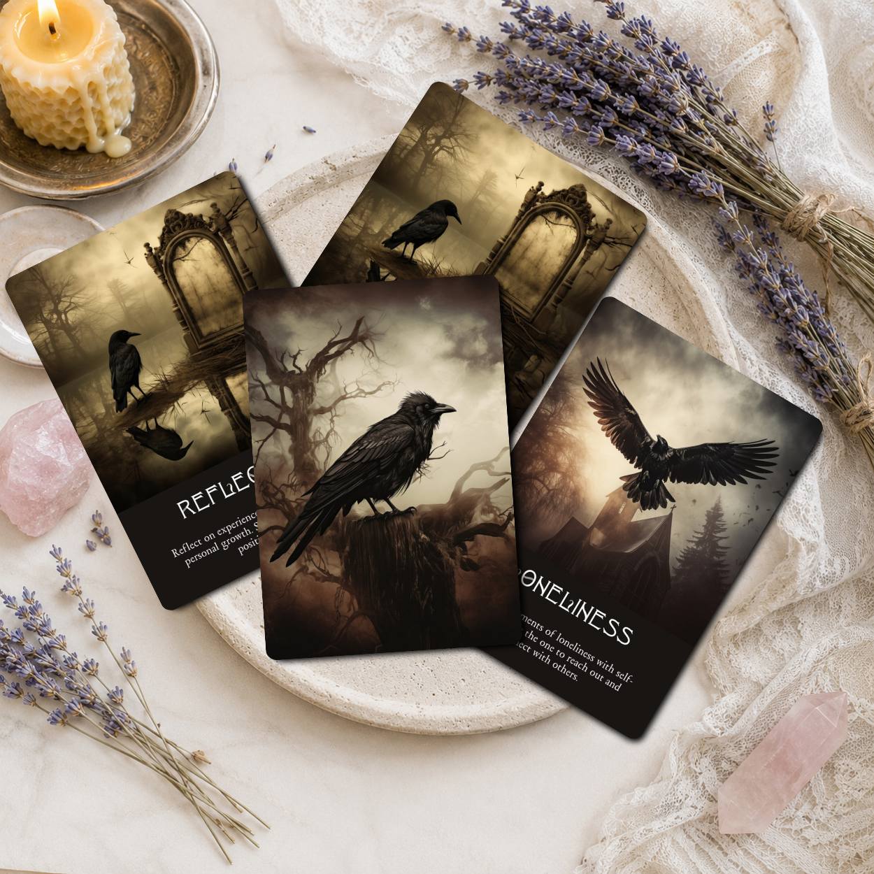 TEMU Crow Cards, 25pcs English Version Cards, Symbolism And Animal Wisdom For Spiritual , Daily & Mindfulness Practice Reading And Meditation For