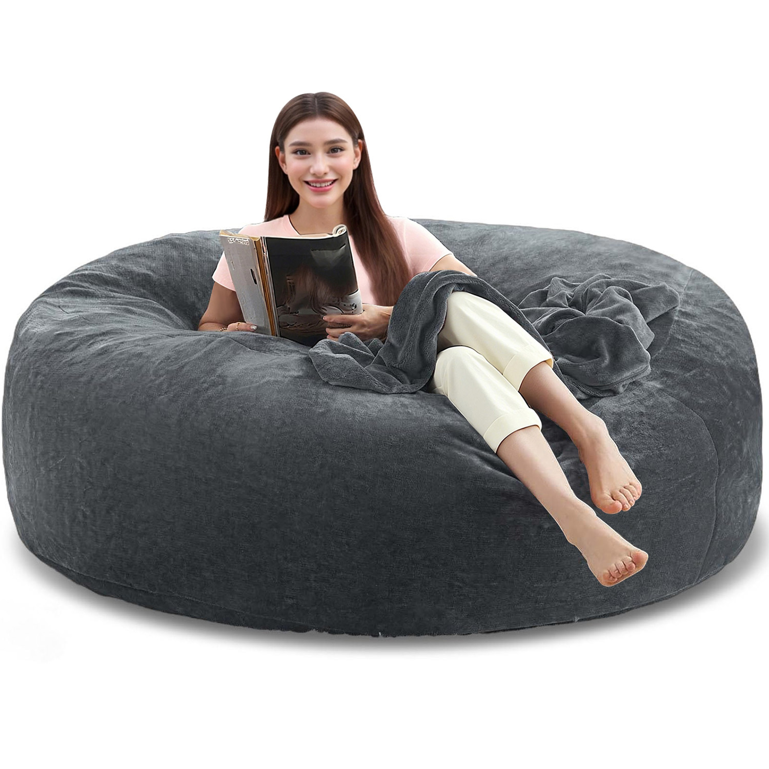 Large 4ft/5ft/6ft Bean Bag Chair Compatible for Adults - Oversized Sofa Bed Lounger with Memory Foam & Micro Velvet Cover, Soft Foam-Filled Furniture, Multi-Color Options (No Assembly) for Living Room, Bedroom - Ideal for Adults & - Image 20