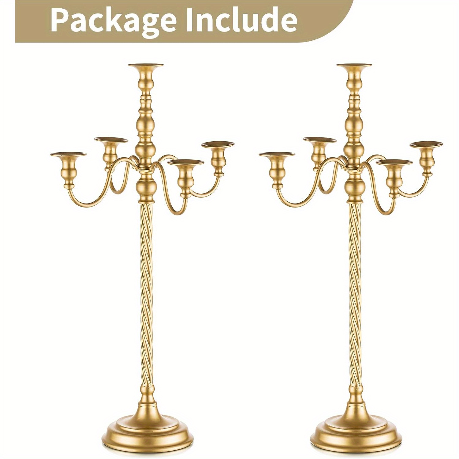 Tall Candelabra Candle Holders 2pcs 28in Floor Candlestick Holders Taper Candle Holders -arm Candelabras Candle Stand Floral Centerpiece For Fireplace Wedding Birthday Reception Event