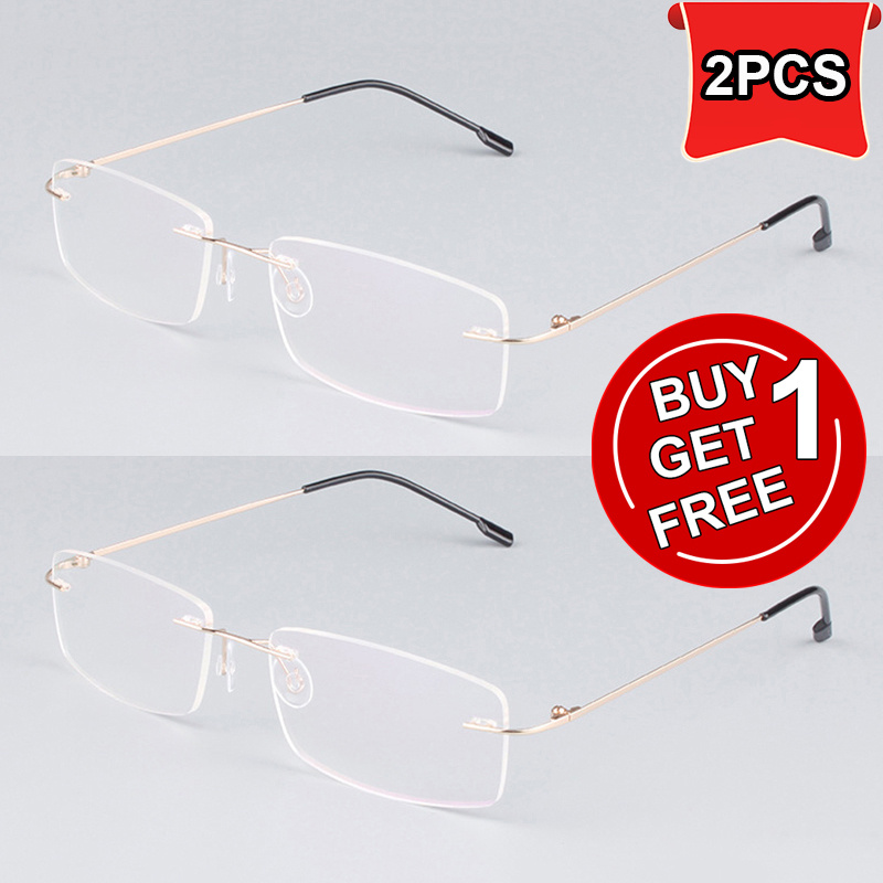 Image of Vintage Minimalist Eyeglass Frames, Unisex Metal Square Rimless Glasses, Casual Decorative Glasses For Casual Attire