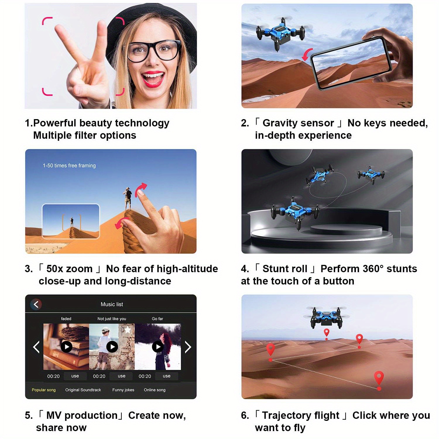 Foldable Drone 4K Camera, FPV Drone for Kids and Adults, Beginner Mini Drone Pocket FPV Quadcopter with 360° Flip.