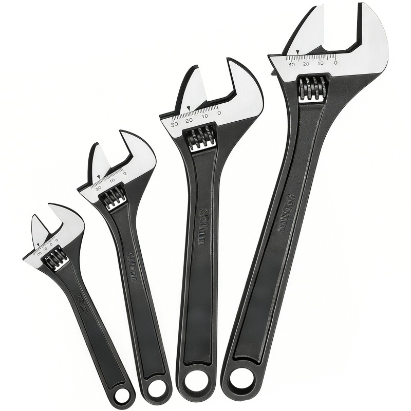 TEMU 4pcs Adjustable Wrench Set - Made Of Chrome-vanadium, Includes Sizes 6-inch, 8-inch, 10-inch, 12-inch, Suitable For Car And Home Repairs, With