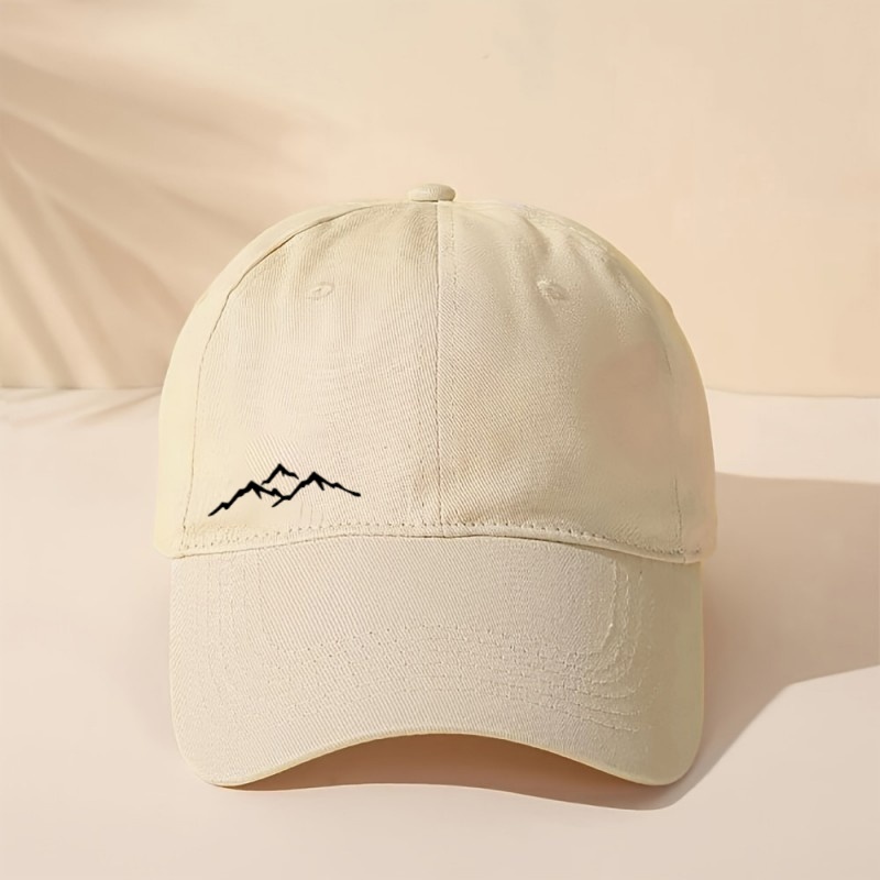 Minimalist Mountain Peak Pattern Baseball Cap, Unisex Adjustable