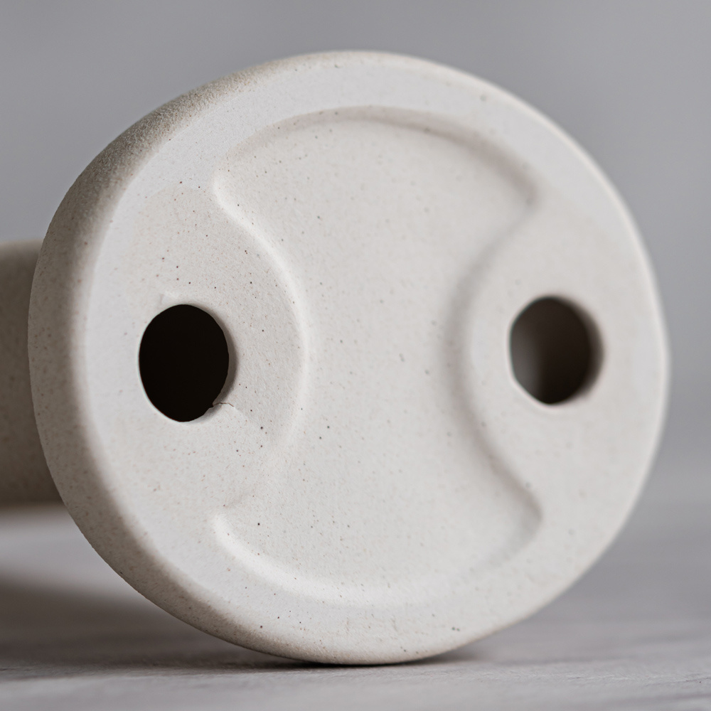 1pc Elegant Ceramic Candle Holder - Modern Minimalist Tabletop Decor with Open Circle Design, Beige/Neutral Tones for Dining Room, Living Room, Office - Durable Ceramic Construction, Compatible with Real or Electronic Candles - Home Decoration Cente