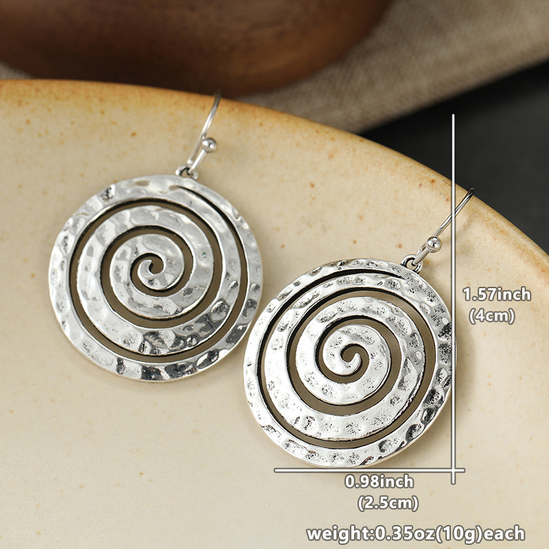 Women's Retro Spiral Hoop Circular Earrings, Versatile Gift