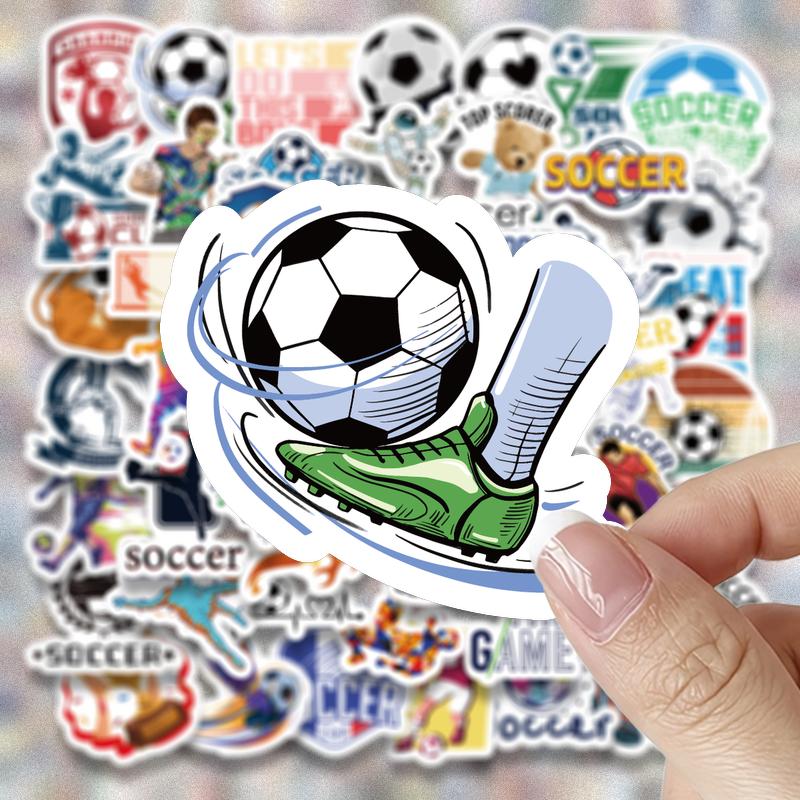 TEMU Collection de 50 autocollants style complet à de football, autocollants décoratifs de produits dérivés pour fans, autocollants pour journal des
