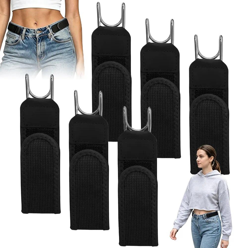 6pcs Invisible -free Elastic Belts For Men Women, Stretch No Waist Belt With Metal Hook Clasp, Comfortable Hidden Belt For Jeans, Casual Daily & Outdoor Work
